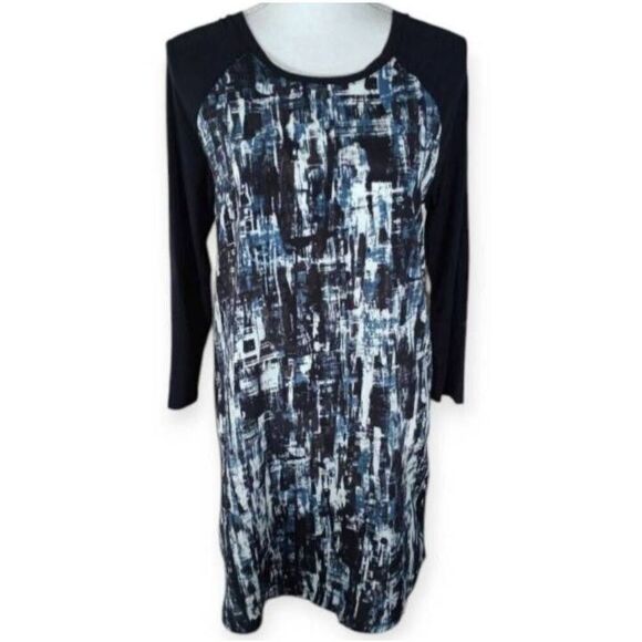 BANANA REPUBLIC NAVY & WHITE MODERN PRINT DRESS SZ.S EUC. - Picture 2 of 8